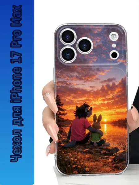 Прозрачный защитный чехол с принтом Ну погоди для iPhone 17 Pro Max