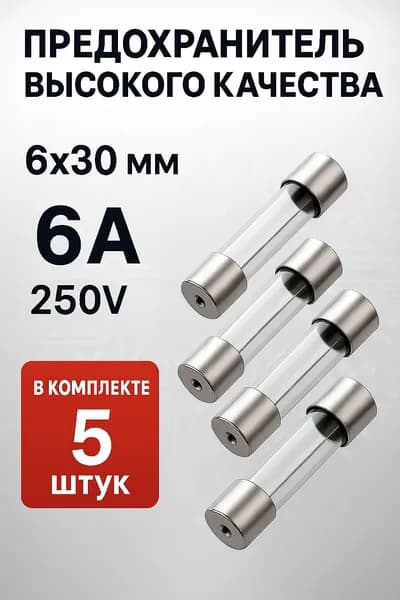 Предохранитель стеклянный с плавкой вставкой 6x30 6A