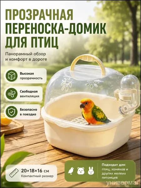 Прозрачная сумка-переноска для птиц, попугаев и хомяков, портативная клетка для волнистых попугаев и грызунов с поилкой и кормушкой