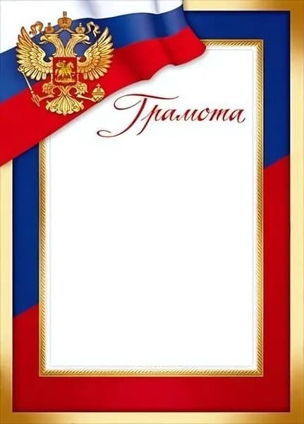 Грамота А4 с гербом и триколором, торжественный бланк для награждения, золотая рамка (комплект 6шт.)