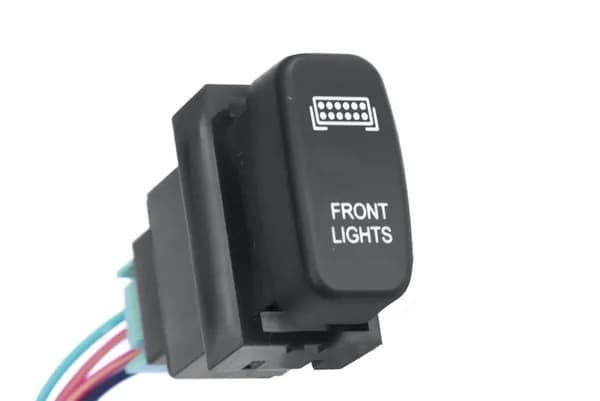 Кнопка ВКЛ/ВЫКЛ, оранжевый, для FRONT LIGHTS MITSUBISHI. Коммутирующая цепи сигнализации, питания и управления с рабочим напряжением 12-24В, силой тока до 20А.
