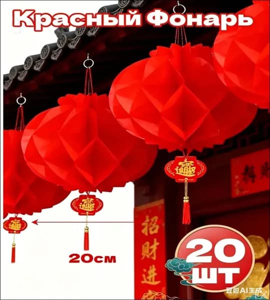 Фонарик китайский фен-шуй, диаметр 20см, 20шт1