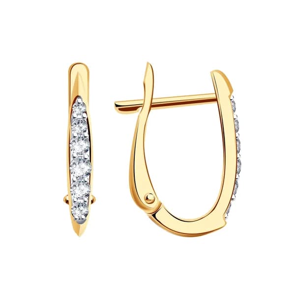 Золотые серьги DIAMANT-ONLINE с цирконием 585 пробы