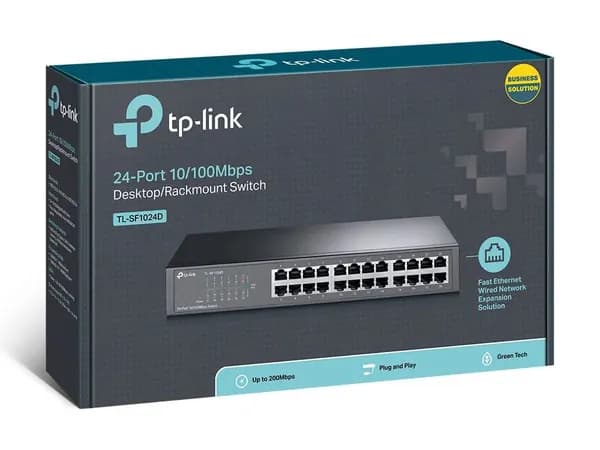 Коммутатор TP-LINK TL-SF1024D, кол-во портов: 24x100 Мбит/с, установка в стойку (TL-SF1024D)