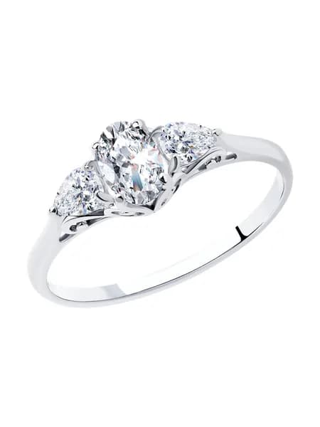 Серебряное кольцо женское 925 пробы с камнями фианитами, серебро SOKOLOV