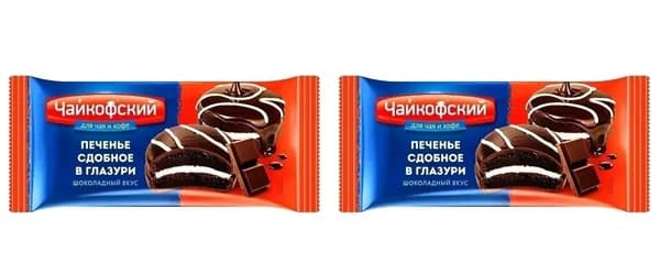 Чайкофский Печенье сдобное в глазури шоколадный вкус, 40 гр, 2 уп