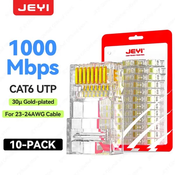 Прямой разъем Cat6 UTP RJ45, позолоченные контакты, разъем 8P8C, 10 штук.