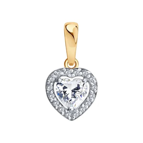 Золотая подвеска DIAMANT-ONLINE с фианитом 585 пробы