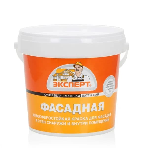 ЭКСПЕРТ Краска фасадная латексная супербелая 1,3кг