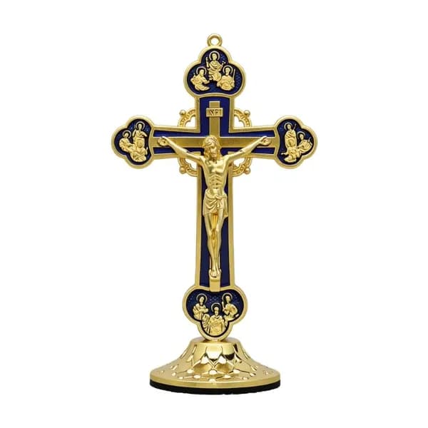 Элегантные металлические кресты, стоячее распятие со съемной подставкой, христианский декор, религиозный настольный орнамент, подарок для домашнего алтаря
