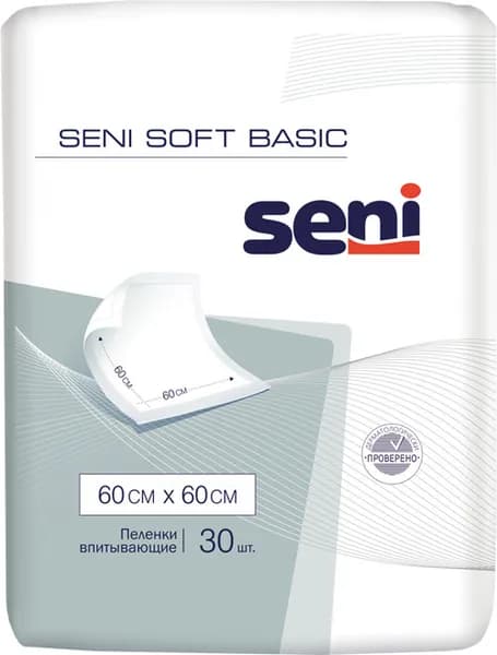 Пеленки впитывающие одноразовые медицинские Seni Soft Basic 60 x 60 см по 30 шт.