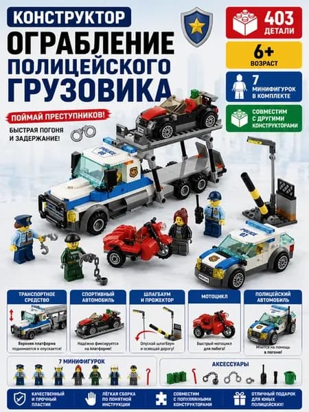 Конструктор Город "Ограбление полицейского грузовика"