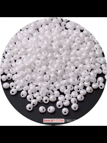 Белые стеклянные бусины 3 мм, 10 г, Pearl White