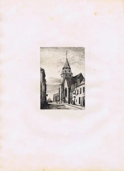 Шато-Гонтье. Коммуна Базуж. Антикварная гравюра (офорт). Франция, 1872 год