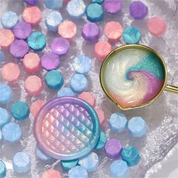 (1 набор из 100 таблеток) Восковые таблетки с восьмиугольным блеском aurora fire paint-четырехцветные смешанные