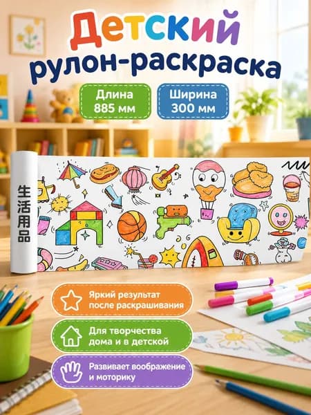 Раскраска для детей в рулоне для мальчиков и девочек