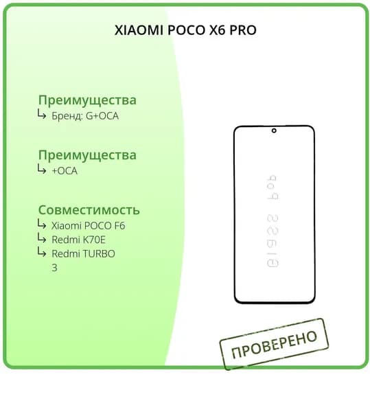 Стекло для переклейки + OCA Xiaomi Poco X6 Pro G+OCApro
