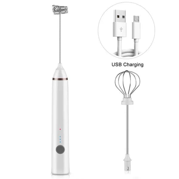 Беспроводной капучинатор/Взбиватель для молока с USB зарядным устройством и двумя венчиками.
