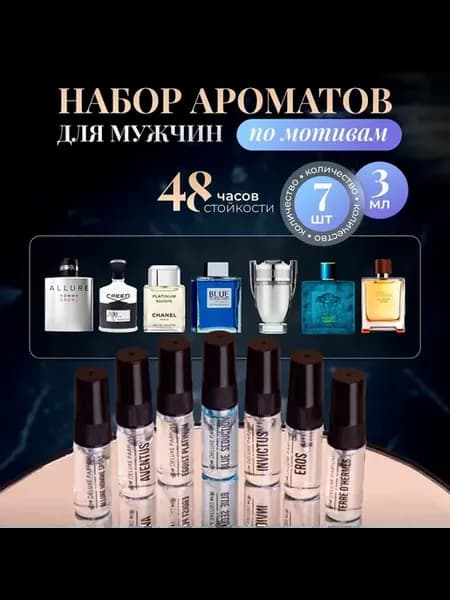 PARFUM DELUXE мужской набор мини-духов, 7x3 мл, древесно-фуж…