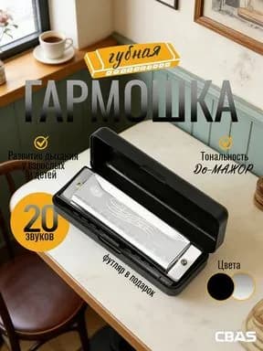 Губная гармошка диатоническая, серебряная