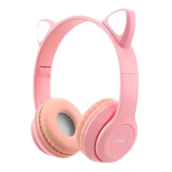 Беспроводные наушники с кошачьими ушами и подсветкой, розовые, Bluetooth 5.0