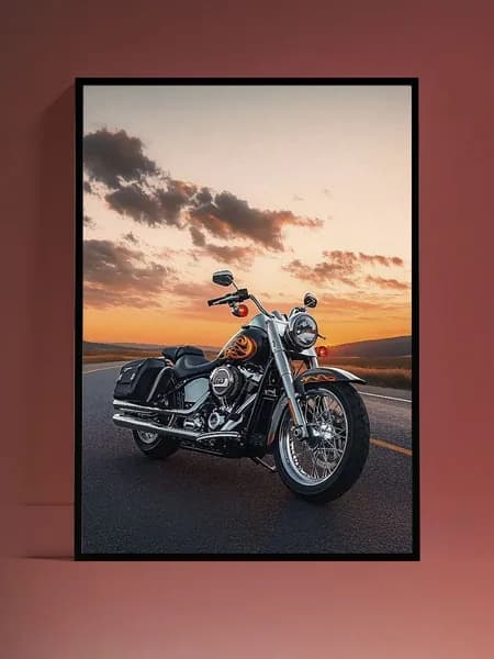 Постер на стену Harley Davidson мотоцикл без рамы (29,7х42см)