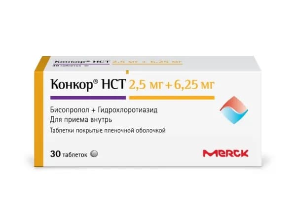 Конкор НСТ, таблетки покрыт. плен. об. 2,5 мг +6,25 мг, 30 шт.