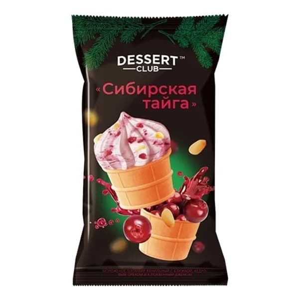 Мороженое пломбир Dessert Club Сибирская тайга БЗМЖ 90 г