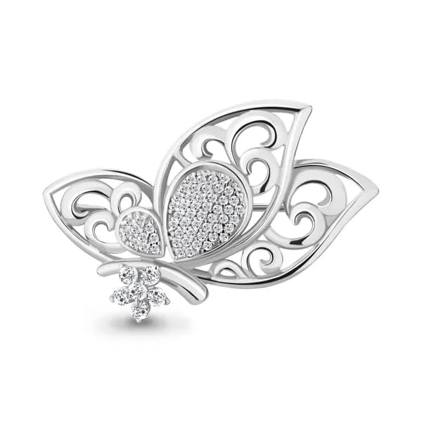 Серебряная брошь DIAMANT-ONLINE с фианитом 925 пробы
