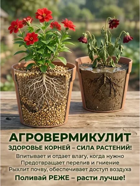 Вермикулит 2 л почвоулучшитель для цветов, рассады, овощей