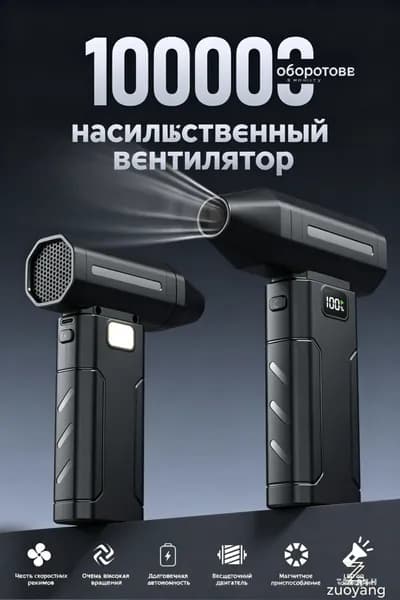 Фен для розжига углей с аккумулятором / воздуходувка для костра с встроенным фонариком / вентилятор для гриля и барбекю