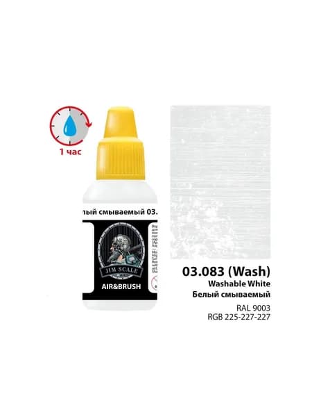 Акриловая смываемая (washable) краска Jim Scale Белый / White, 18 мл