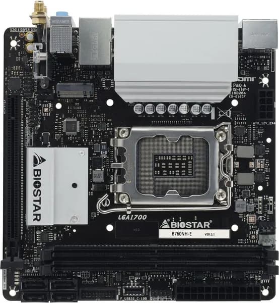 Материнская плата Biostar B760NH-E Soc-1700 Intel B760 2xDDR5 mini-ITX AC 97 8ch(7.1) 2.5Gg RAID+HDMI+DP