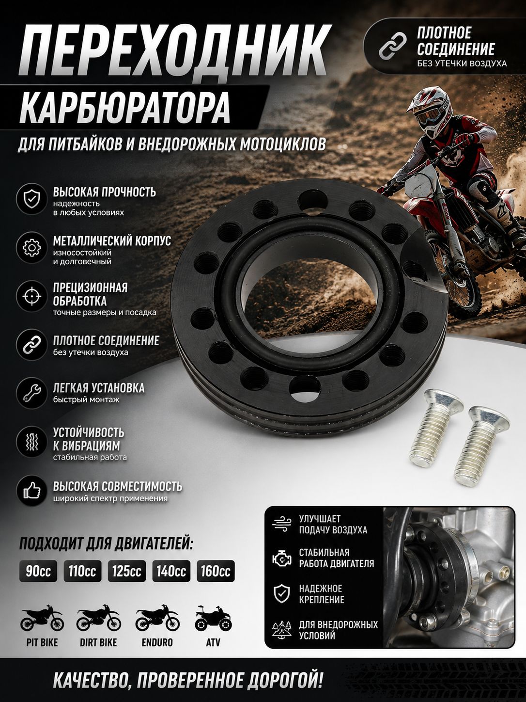 Адаптер впускного коллектора карбюратора Spinner Plate для ATV, квадроцикла и питбайка 90cc 110cc 125cc 140cc 160cc, металлический переходник карбюратора, тюнинг мотоцикла