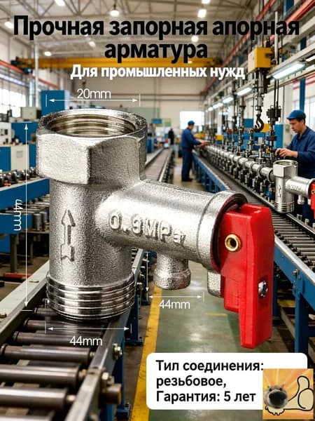 Односторонний предохранительный клапан электрического водонагревателя 1/2 0,9Мпа, 1шт