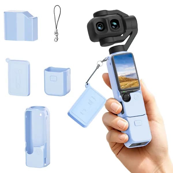 Чехол для DJI Osmo Pocket 4P из силикона в комплекте из четырёх элементов, синий