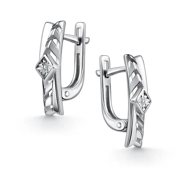 Серебряные серьги DIAMANT-ONLINE с бриллиантом 925 пробы