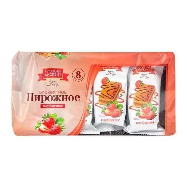 Пирожное Русский бисквит Клубничное бисквитное 240г