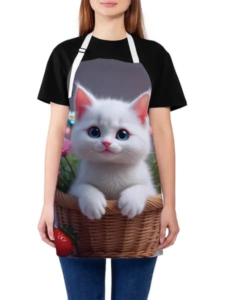 Фартук кухонный "Котенок в цветах" 65x65x28 см