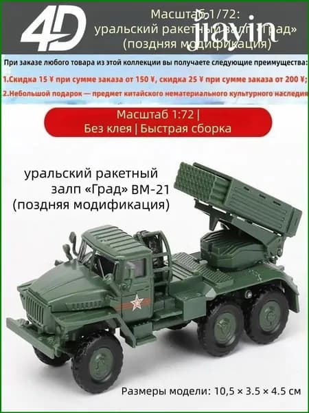 BM-21-2 Масштаб 1/72: уральский ракетный залп <Град> (поздняя модификация)