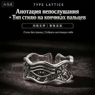 Серебряное кольцо Глаз Гора (Око Ра) в европейском винтажном стиле