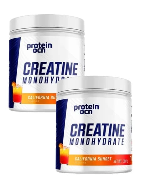 Protein Ocean Creatine Monohydrate, Креатин моногидрат со вкусом Калифорнийский закат, микронизированный, без вкуса, набор из 2 упаковок