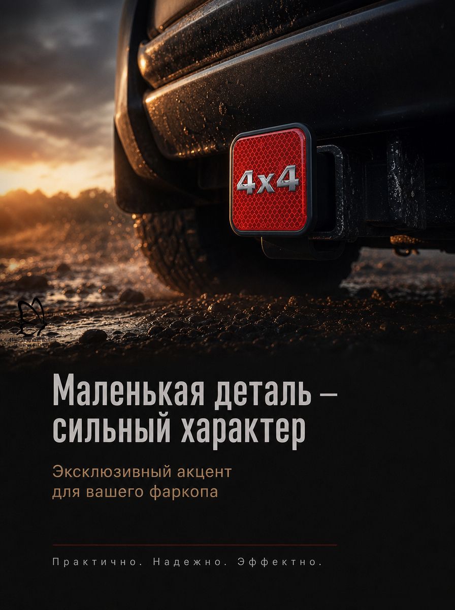 Эксклюзивный держатель с резиновой заглушкой 50х50 мм для фаркопа 4X4