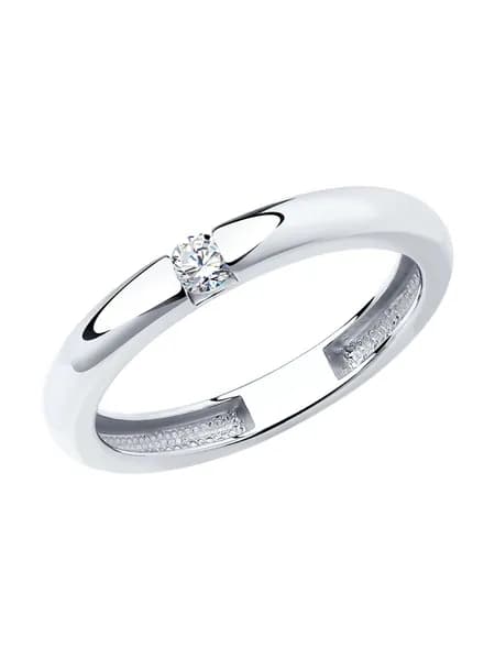 Серебряное кольцо женское 925 пробы с камнем фианитом, серебро SOKOLOV