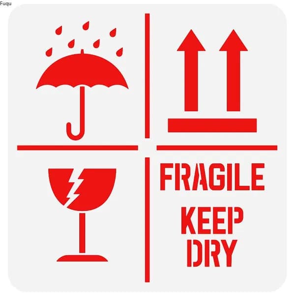 1 шт. трафарет для текста Keep Dry Fragile Up, многоразовый трафарет для рисования знаков Keep Dry, шаблон для рисования знаков Fragile Up