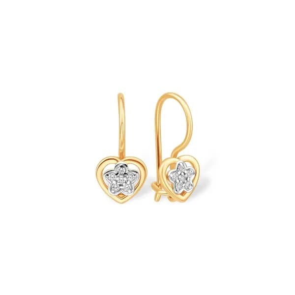 Серьги детские с фианитами из красного золота 375 пробы 585GOLD