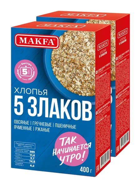 Хлопья 5 злаков "MAKFA" (0,4х2)