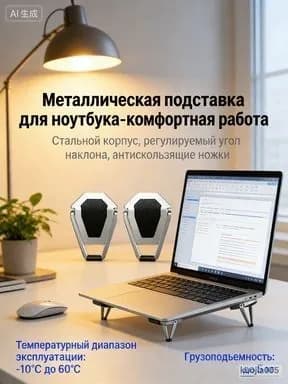 Подставка складная для ноутбука, металлическая, регулируемая, 47 x 35 6 см