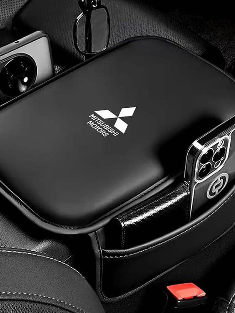 Мицубиси (MITSUBISHI) Чехол на подлокотник автомобиля черный кожаная многофункциональная защитная накладка для