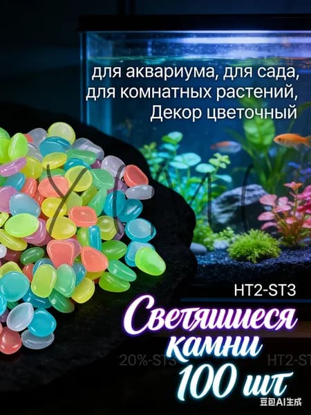 Светящиеся камни 100 шт для аквариума, для сада, для комнатных растений, Декор цветочный